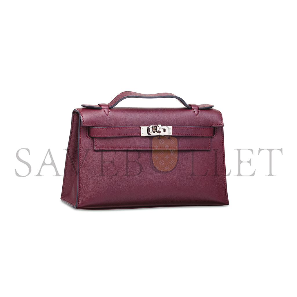H**mes swift leather kelly pochette with palladium hardware (22*14*7cm)